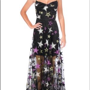 Very chic black with shimmering stars dress.